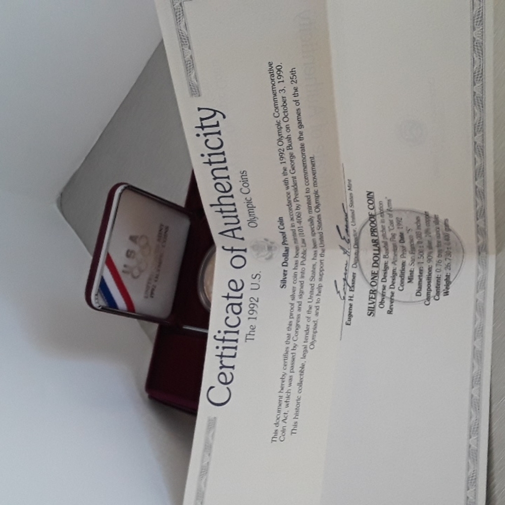 1992 U.S. Olympic Coin Silver Dollar Proof - Picture 5 of 6